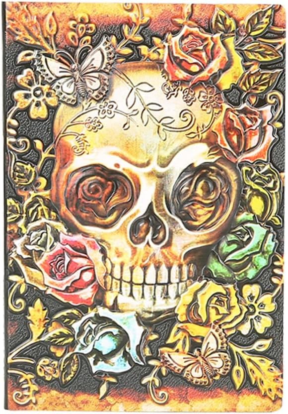 Futhark DND Notebook/Journal - 200 Pages with 3D Colored Skull Embossed Faux Leather Cover with Pen and Pen Holder - Ideal for Dungeons & Dragons/D&D. Great RPG Accessories Gift for DM & Players