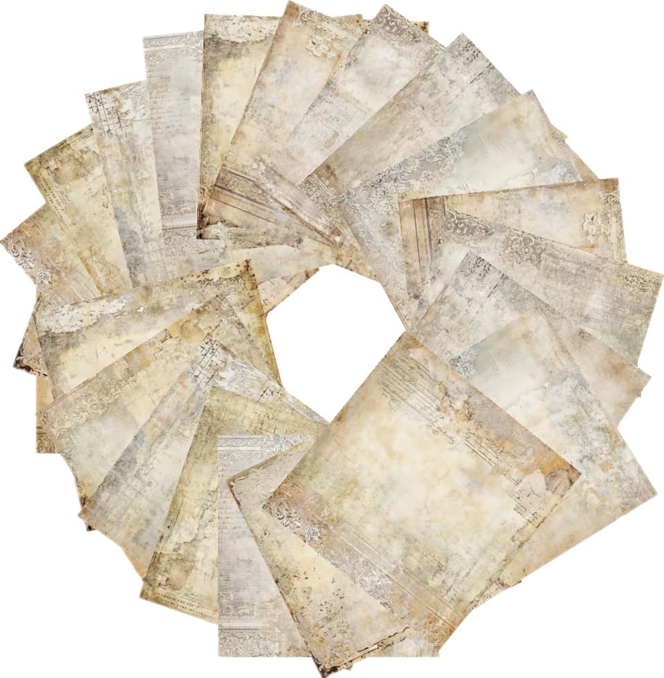 24 Sheets Vintage Lace Scrapbooking Paper Pad 6x6, Neutral Aged Background Craft Paper for Adult Journaling, Card Making, Collage & DIY Scrapbook Projects
