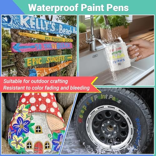 ANYUKE Oil Based Paint Markers, 8 Colors Dual Tip Paint Pens Paint Markers(0.7mm & 3mm), Waterproof Paint Pen for Rock Painting, Metal Wood Glass Stone Canvas Mugs Fabric Plastic