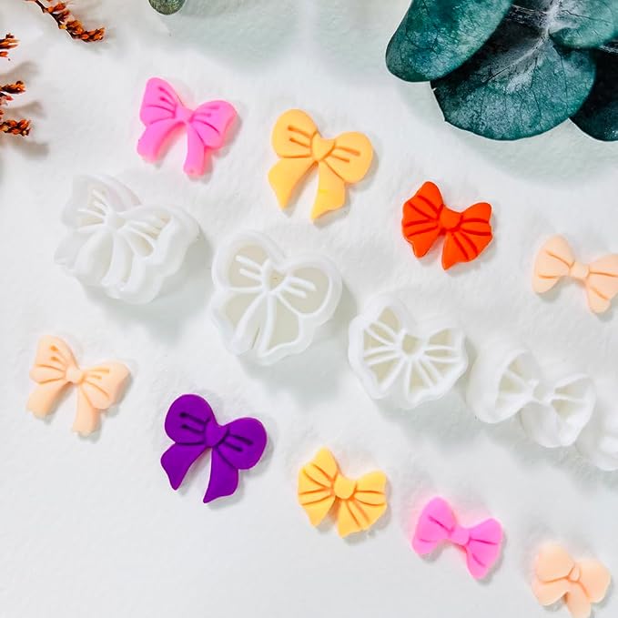 Xaekicr Polymer Clay Cutters Bow Set – 5PCS Cute Bow Clay Cutters for Polymer Clay Jewelry, Sweet Ribbon Clay Earring Cutters Shapes, DIY Clay Tools for Earrings, Charms and Crafts