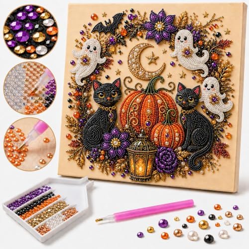Halloween Diamond Art Kits for Adults, Pearl Art Kits for Adults Fall Theme
