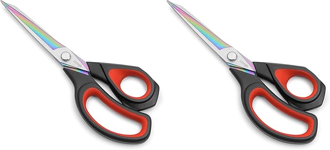 LIVINGO Premium Tailor Scissors Heavy Duty Multi-Purpose Titanium Coating Forged Stainless Steel Sewing Fabric Leather Dressmaking Comfort Grip Shears Professional Crafting (9.5 INCH) (Pack of 2)