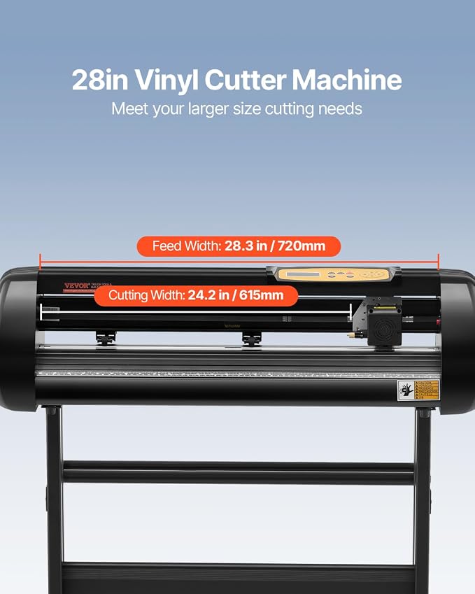 VEVOR Vinyl Cutter Machine Upgraded 28" Paper Feed Cutting Plotter Bundle | Compatible with Windows System, Adjustable Force & Speed Vinyl Printer with Powerful Stepper Motors, Signmaster Software