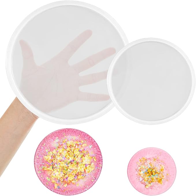 2 PCS Thickened Coaster Resin Mold, 7.5 Inches & 5.5 Inches Silicone Mold for Epoxy Resin Casting, DIY Coasters, Bowl Mats, Candle Holders, Home Decoration