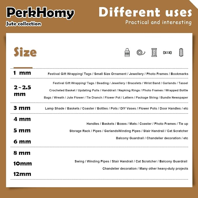 PerkHomy 1100FT Jute Twine String 2mm 3ply Natural Thin Twine for Craft Gardening Gift Wrapping Packing Material Wedding Christmas Decoration Bulk (Pack of 2)