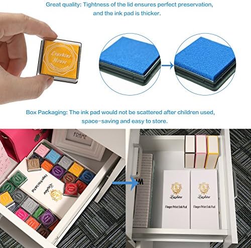 Lsushine Craft Ink Pads, 20 Colors Rainbow Finger Ink Pads for DIY Stamping