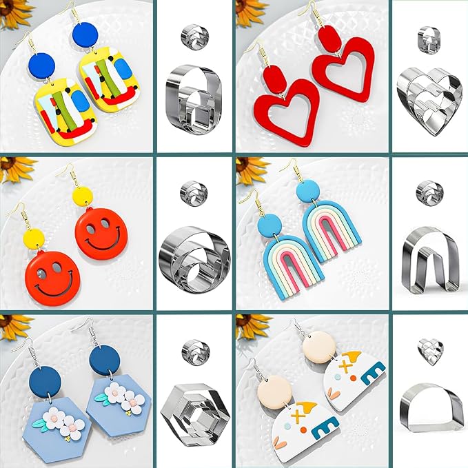 Clay Earring Making kit,32 Cutters,24 Clay,30 Hooks&Rings,Gift Box for Teen
