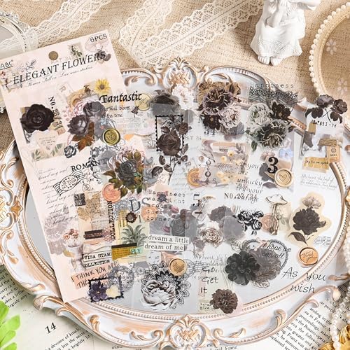 309 Pcs/24 Sheets Stickers for Scrapbooking,Scrapbook Flower Stickers for Scrapbooking Art Journal Bullet Journal Accessories