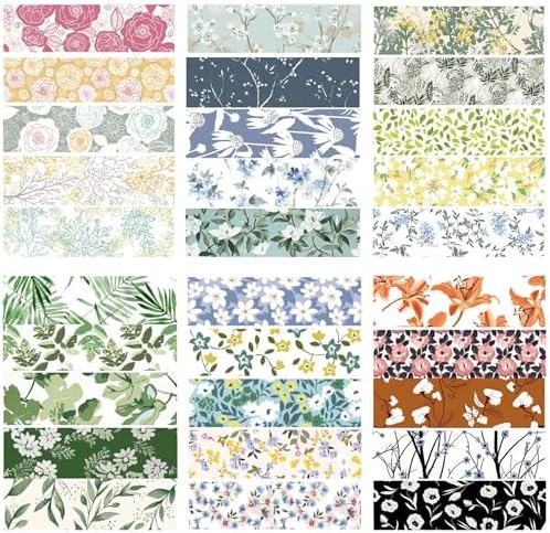 Flowers Washi Tape Set 30 Rolls Floral Patterns Decorative Skinny Slim Masking Tapes for Arts, DIY Crafts, Journals, Planners, Scrapbook, Wrapping (Greens Thrive)