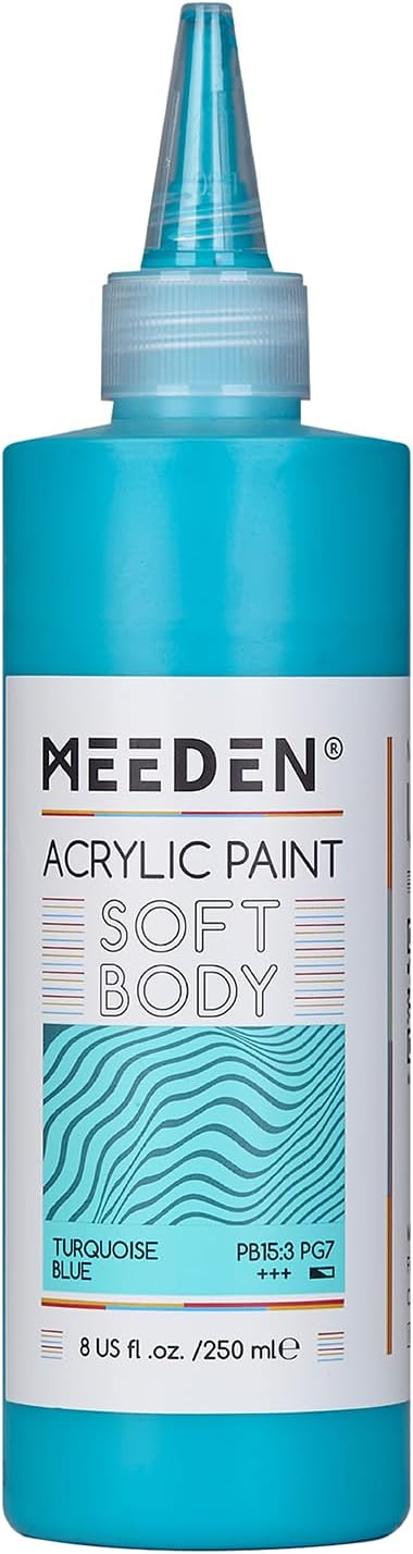MEEDEN Turquoise Blue Acrylic Paint: Matte Finish 250ml/8.45oz Soft Body