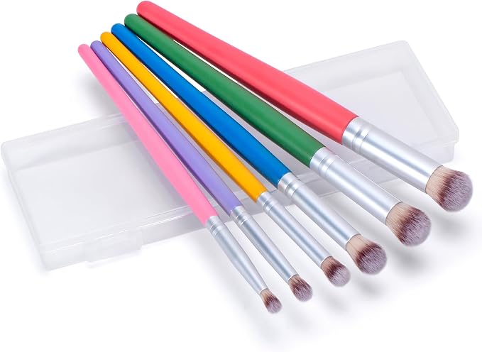 Yoseng Drybrush Set - Premium Art Paintbrush Set for Miniatures, Ideal for Detailing - 6 Different Sizes (6 Color with Case)