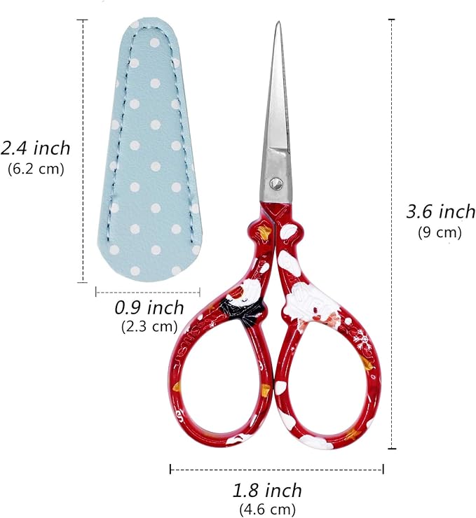 3.6 inch Sharp Embroidery Scissors Crochet with Leather Sheath for Knitting | Craft Scissors Small Scissors Pointed Tip Scissor Stainless Steel Precision Detail Scissor for Crafting Sewing Office Home