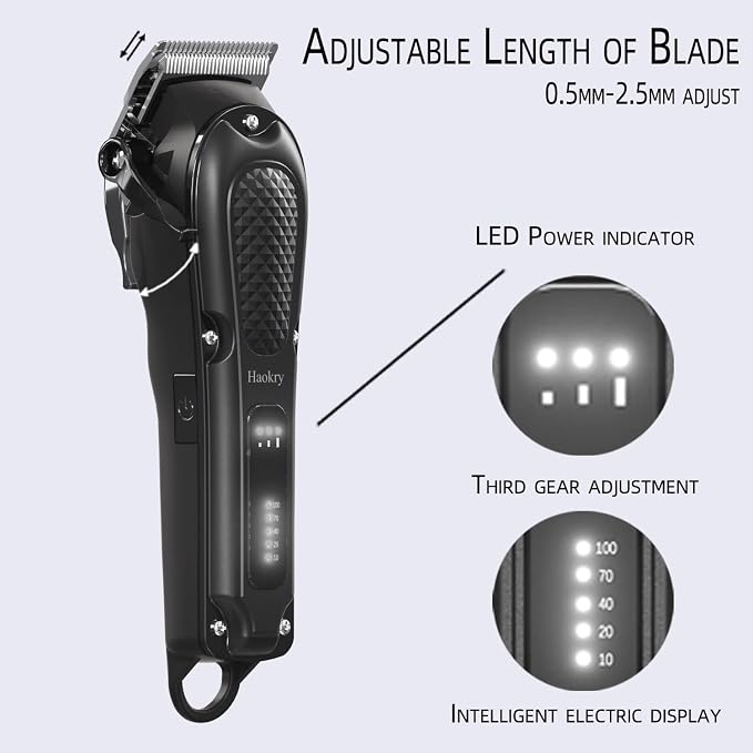 Haokry Hair Clippers for Men Professional - Cordless&Corded Barber Clippers for Hair Cutting & Grooming Rechargeable Beard Trimmer (Pack of 2)