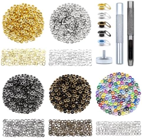 SEMINI 1000 Sets 4 Colors 5mm Grommet Eyelet Kit with Install Tool Kit