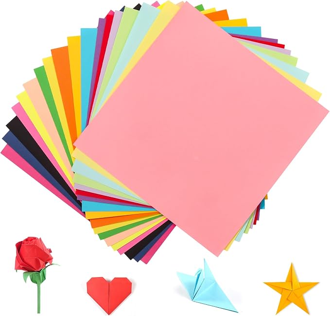 20 Colors Origami Paper 6 × 6 In, 200 Sheets Oragami kit for Kids Ages 8-12 | Square Origami Paper, Easy to Fold, Colorful Crafts for Handmade Projects, Folding, Diy Party Decor & Back to School Gifts