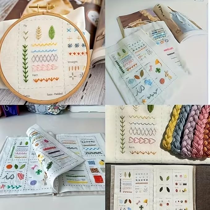 2026 New Upgraded Embroidery Stitch Book Kit,86 PCS Beginner Embroidery Kit, 106 Patterns with Tools & Tutorials, Portable All-in-One Hand Embroidery Book for Adults & DIY Craft Lovers(1 Set)