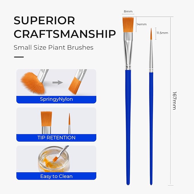 Smallbudi 300 PCS Small Paint Brushes Bulk for Kids Classroom