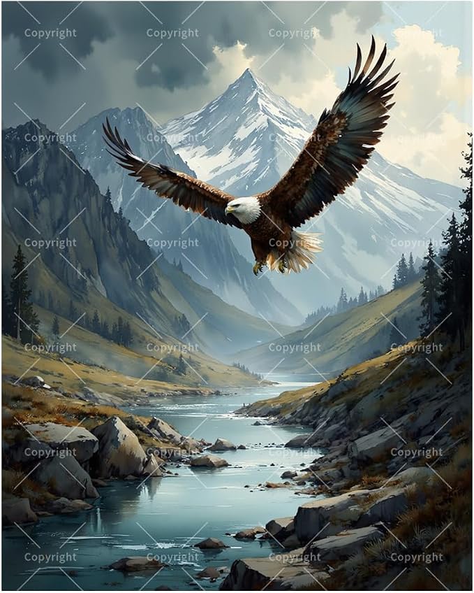 Eagle Soaring Paint by Numbers Kit for Adults - DIY Wildlife Painting on Canvas, Acrylic Paint Set, Suitable for Beginners, Perfect for Home Decoration or Gifts.(12X16IN Framed)
