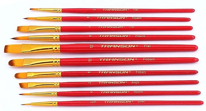 Transon 20pcs Artist Painting Brush Set for Acrylic Watercolor Gouache Hobby Craft Face Rock Painting Hot Pink