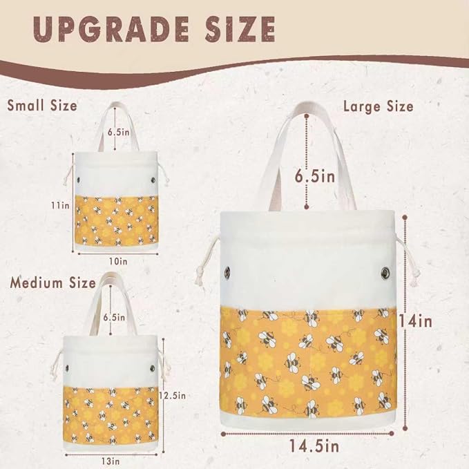 TOGETRUE Yarn Bag, Knitting Crochet Tote Bag, Yarn Storage Bags Organizer, Crochet bags for Crocheting Project, Store Skein Ball, Short Knitting Needle (Large, Bees)