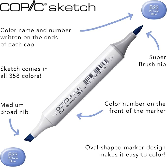 Copic Sketch Fusion #4 Orange 3-Color Refillable Dual-Tip Alcohol Markers