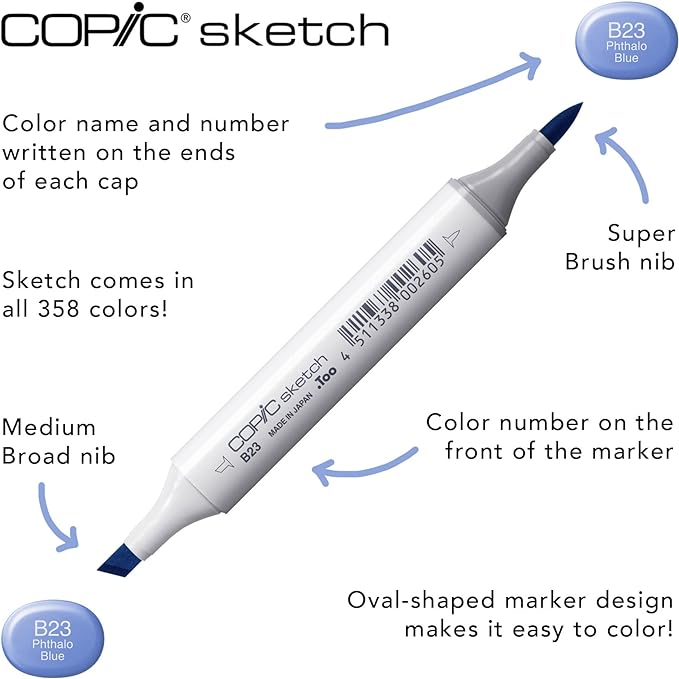 Copic Sketch Fusion #2 Pink 3-Color Refillable Dual-Tip Alcohol Markers