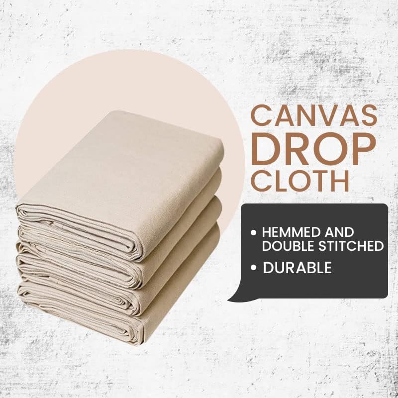 Canvas Drop Cloth for Painting (Size 12 x 15 Feet, Pack of 1) - Pure Cotton Painters Drop Cloth for Painting, Furniture & Floor Protection - All Purpose Thick Canvas tarp with Double Stitched Edges