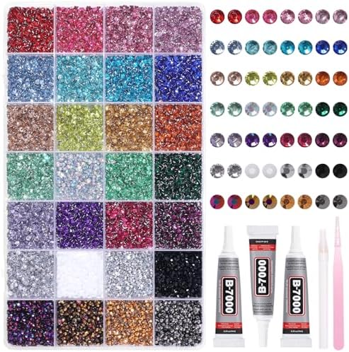 32000Pcs Color Rhinestones Bedazzling Kit, 3mm Gems Crafting