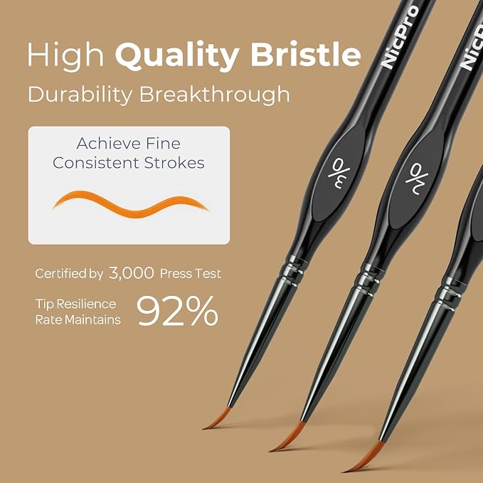 Nicpro 10 PCS Detail Paint Brushes Set, Miniature Brushes for Fine Detailing & Art Painting - Acrylic, Watercolor, Oil, Models, Paint by Numbers, Craft