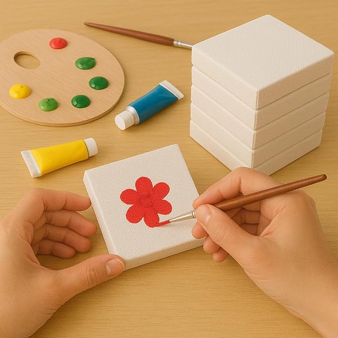 LWR CRAFTS Mini Stretched Canvas 3" X 3" Pack of 12