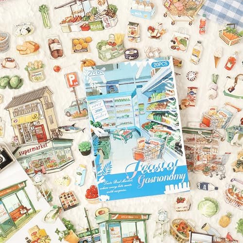 Gourmet Series Sticker Scrapbooking Supplies for Junk Journal, 20 Sheets PET Stickers