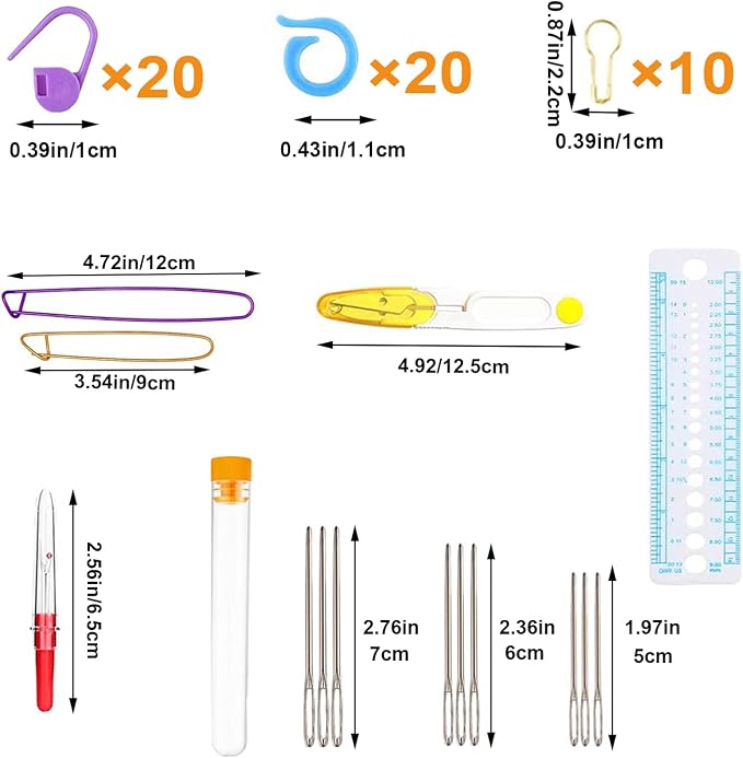 Mdoker 100pcs Crochet Hooks Set in Case Ergonomic Soft Grip Handles Weave Yarn Knitting Needles Kit and Crochet Needle Accessories Crochet Kit Complete Set for Beginners and Experienced Lover