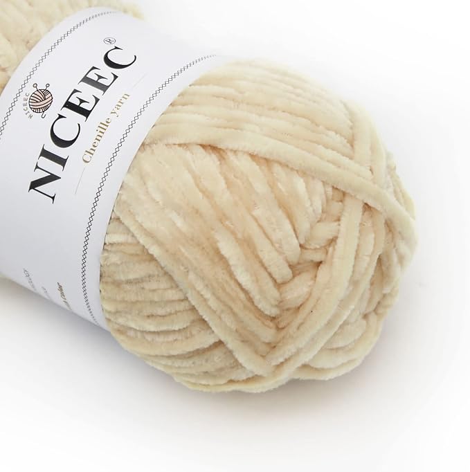 NICEEC 3 Skeins Soft Chenille Yarn 3 x85m (3X 93yds, 3X 50g)_Brown Series