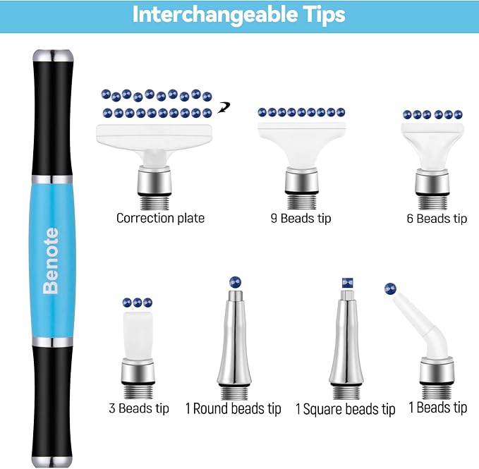 benote Ergonomic Diamond Painting Pen with Dual Rubber Metal Screw In Tip Round And Square Drill Pen for Art DIY Craft Adults or Kids - B10 Blue