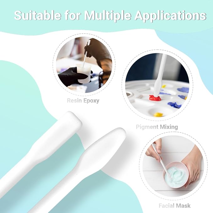 Gartful 9PCS Large Silicone Stir Sticks, Reusable Epoxy Resin Mixing Sticks, Non-Stick Craft Stirring Rods for Paint Mixing, Glitter Tumblers, Liquid Art Supplies, DIY Crafts Tools, White