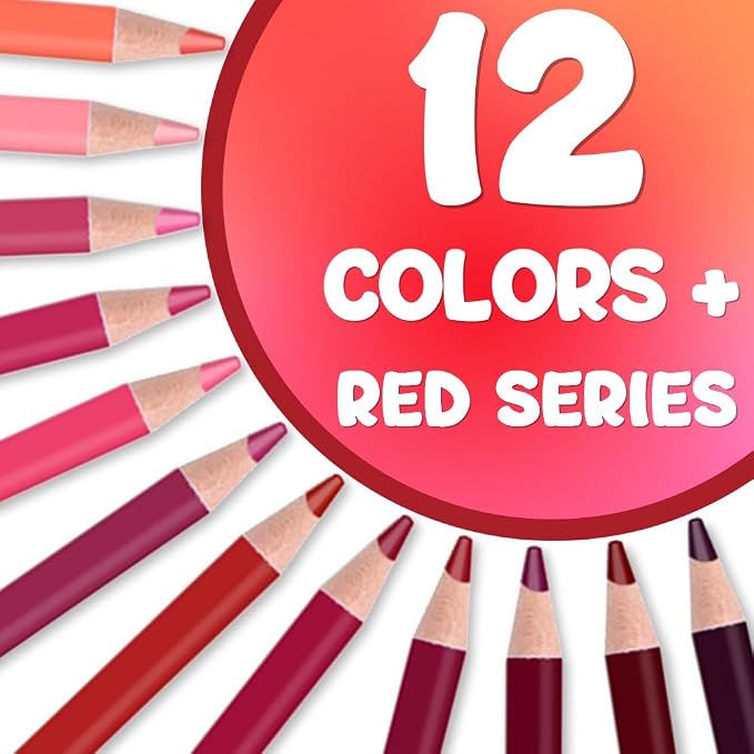 12Pcs Red Colored Pencils Set,Professional Drawing Pencils for Adults | Oil Based,No Duplicates,Pre-sharpened Wooden Sketch Pencil Art Supplies for Coloring Books