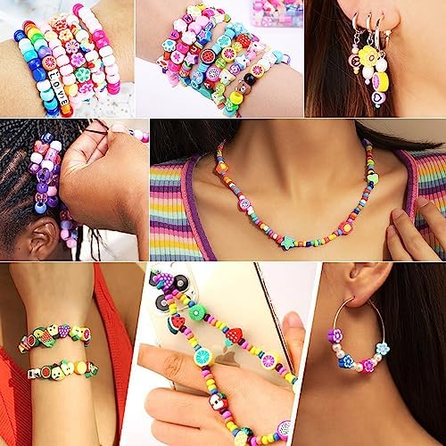 2480pcs Thanksgiving Fall Polymer Clay Beads Charms Friendship Bracelet Necklace Earring Jewelry Making kit, Accessories for Arts Crafts DIY Gifts for Women Girls
