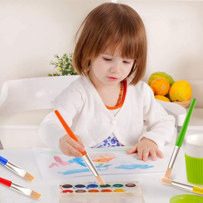 Anezus 30 Kids Paint Brushes Set with Jumbo Round Watercolor and Large Flat Craft Brushes (Pack of 2)