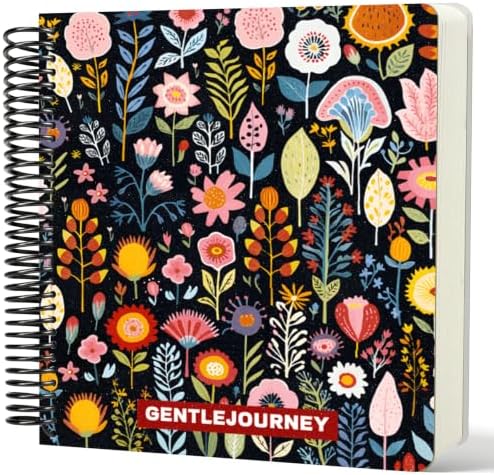 Hardcover Sketchbook,7.2"x 8.3"Spiral Bound Drawing Pad,Vintage Folk Floral