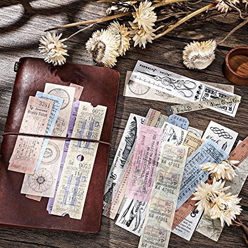 Tenare 120 Pcs Vintage Scrapbook Stickers Antique, Astronomy, Ruler, Time