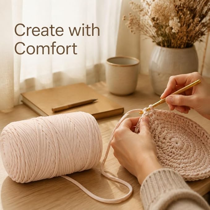 560g/240yds T Shirt Yarn for Crocheting, Soft Elastic Fabic Tshirt Yarn for Crochet, 2 Pack Polyester Yarn for Bags/Baskets/Coaster/Rugs/DIY Crafts for Knitting