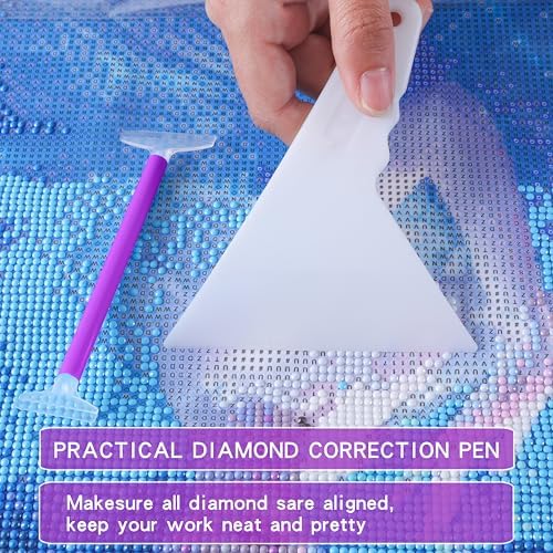 LYMUSUMI 61PCS 5D Diamonds Art Accessories and Tools Kits with Diamond Painting Roller and Diamond Art Storage Box for Adults or Kids（Purple）