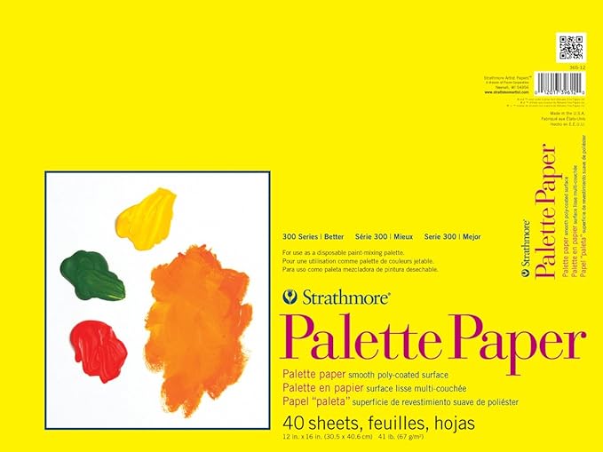 Strathmore Tape Bound Palette Paper Pad, 41 lb. Poly-Coated Paper, 12 X 16 inches, 40 Sheets (365-12)