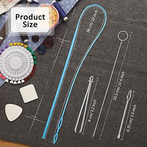 6 Pcs Sewing Loop Turner Kit with Drawstring Threader, Hook, Tweezers