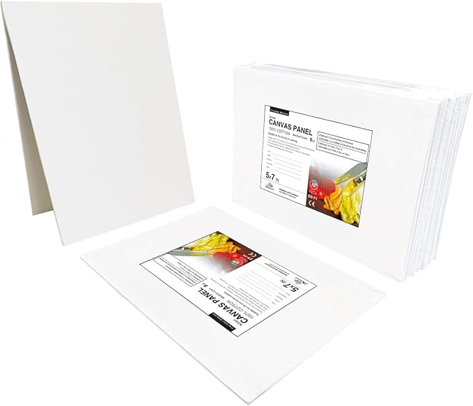PHOENIX Small Painting Canvas Panels 5x7 Inch, 12 Value Pack - 8 Oz Triple Primed 100% Cotton Acid Free Canvas Boards for Painting, White Blank Flat Canvas Boards for Acrylic, Oil Paints