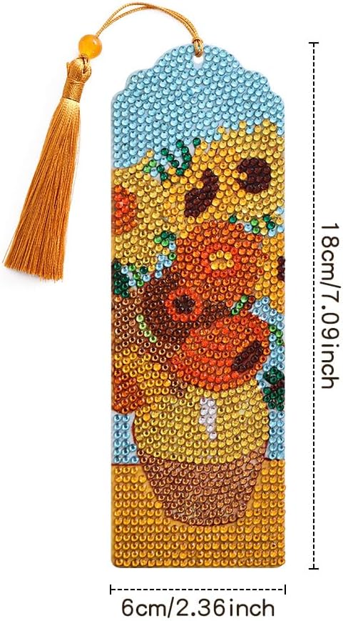icceemee 4 pcs Oil Painting Themes Diamond Painting Bookmarks, DIY Diamond Art Kits for Adults, Book Corner - Protecting Bookmark Craft Supplies Kits for Book Lovers