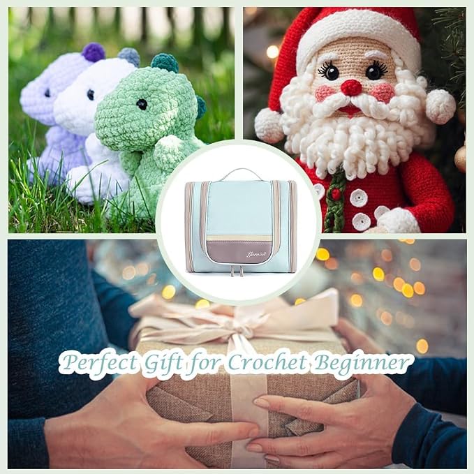 Yarniss Crochet Kits for Beginners,Complete Crochet Kit with Bag,Mint | 1050 Yards Crochet Yarn & 12 Size Ergonomic Crochet Hooks,Learn to Crochet with Step by Step Video Tutorial