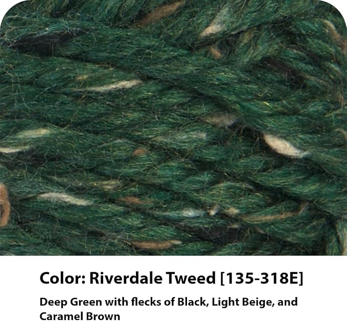 Lion Brand Yarn Hometown Yarn, Super-Bulky Yarn for Knitting, Crocheting, and Crafting, 3 Pack, Riverdale Tweed | Super Bulky Acrylic Fiber for Warm Crochet Blankets, Knit Winter Hats, Chunky Cardigans, Soft Scarves, Weaving