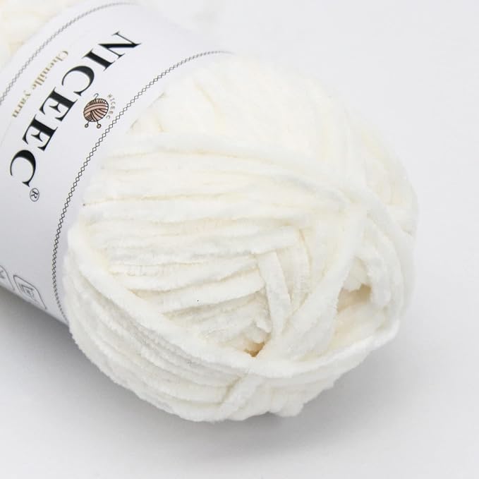 NICEEC 3 Skeins Soft Chenille Yarn 3 x85m (3X 93yds, 3X 50g)_Neutral Series