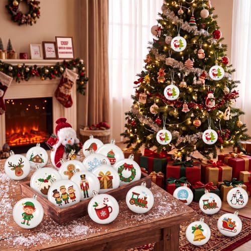 Zubebe 36 Pcs 2.36 Inch Christmas Blank White Ball Ornaments